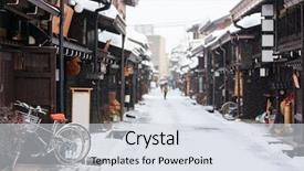  Presentation with japan - Colorful slide set enhanced with old district wooden houses backdrop and a sky blue colored foreground