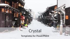  Presentation with japan - Amazing slide set having old district wooden houses backdrop and a sky blue colored foreground