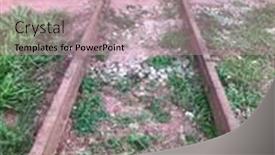  Presentation with abandoned - PPT theme consisting of old disused abandoned trail railtrack background and a coral colored foreground