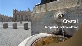  Presentation with water fountain - Cool new PPT theme with old doctrine - fountain with potable water backdrop and a gray colored foreground