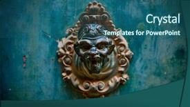  Presentation with old wooden door antique - Beautiful PPT theme featuring old door handle at venice backdrop and a ocean colored foreground