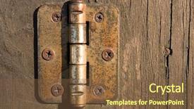  Presentation with old wooden door antique - Audience pleasing presentation theme consisting of old door hinge on wooden backdrop and a tawny brown colored foreground