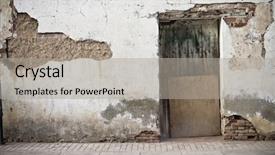  Presentation with street - PPT theme featuring old door in old street background and a light gray colored foreground