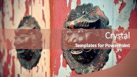  Presentation with architecture old - Audience pleasing theme consisting of old door of traditional beijing backdrop and a coral colored foreground