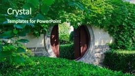  Presentation with old china - Cool new slide deck with old door with arch yuyuan backdrop and a forest green colored foreground