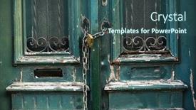  Presentation with abandoned - Beautiful PPT layouts featuring old-doors-of-an-abandoned backdrop and a ocean colored foreground