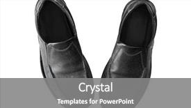  Presentation with leather shoes - Slides having old dusty black leather slip background and a gray colored foreground