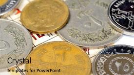  Presentation with papyrus antique - PPT theme featuring old egyptian coins and papyrus background and a yellow colored foreground