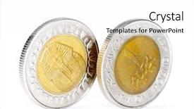  Presentation with egyptian - Slide set featuring old egyptian coins isolated background and a  colored foreground