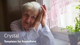  Presentation with elderly home - Slide deck featuring old-elderly-woman-sitting background and a gray colored foreground