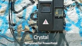  Presentation with electric wires - Presentation consisting of old electric meter with wires background and a ocean colored foreground