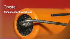  Presentation with electronic - Audience pleasing slide set consisting of old-electronic-capacitor-against-red backdrop and a crimson colored foreground