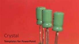  Presentation with capacitors - Theme with old-electronic-capacitors-against-red background and a red colored foreground