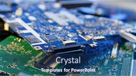  Presentation with electronics devices - Colorful slide set enhanced with old-electronics-devices-for-recycling backdrop and a ocean colored foreground