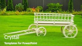  Presentation with grass - Presentation theme consisting of old empty cart on green background and a shamrock green colored foreground