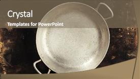  Presentation with rustic - Slide set with old empty cooking pot background and a violet colored foreground