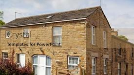  Presentation with old england - Slide deck with old-england-architecture-village-house background and a coral colored foreground