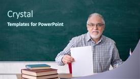  Presentation with english teacher - Slide set with old-english-language-teacher background and a ocean colored foreground