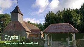  Presentation with 18th century - Colorful presentation design enhanced with old english13th century rural church with wooden steeple it was restored to how it looks now in the 18th century backdrop and a tawny brown colored foreground