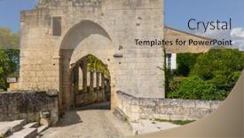  Presentation with saint - Presentation theme featuring old entrance of saint emilion in aquitaine france background and a coral colored foreground