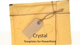  Presentation with scrapbooking - Slide set featuring old envelope with label for scrapbooking design isolated over white background and a yellow colored foreground