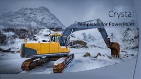  Presentation with road construction - Presentation enhanced with old-excavator-with-excavator-bucket background and a seafoam green colored foreground
