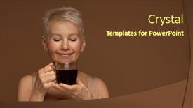  Presentation with lady - Presentation theme featuring old-excited-lady-smiling-laughing background and a tawny brown colored foreground