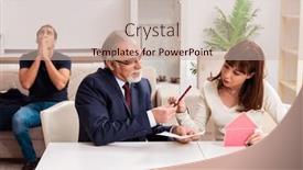  Presentation with old couple - Presentation theme featuring old-experienced-judge-and-young background and a soft green colored foreground