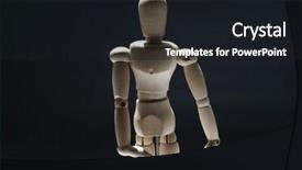  Presentation with faceless - PPT theme with old faceless wooden doll background and a wine colored foreground