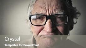  Presentation with elderly malnutrition - Presentation theme with old faces - disappointed elderly man background and a  colored foreground