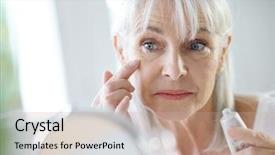 Presentation with anti aging - Amazing slides having old faces - portrait of senior woman applying backdrop and a coral colored foreground