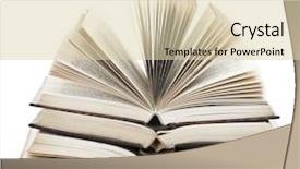  Presentation with stack books - Presentation theme with old fanned hardcover leather bound background and a lemonade colored foreground