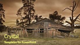  Presentation with old farm - PPT theme enhanced with old farm building all forgotten background and a tawny brown colored foreground
