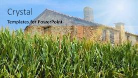  Presentation with farm house - Amazing PPT theme having old-farm-house-in-rovigo backdrop and a light blue colored foreground