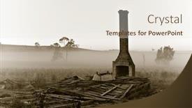  Presentation with farm house - Presentation theme with old farm house lays ruined in a pile of rubble background and a sky blue colored foreground