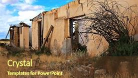  Presentation with farm house - Beautiful presentation theme featuring old farm house lays in ruins and falling apart backdrop and a tawny brown colored foreground