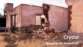  Presentation with farm house - Presentation theme featuring old farm house lays in ruins and falling apart background and a tawny brown colored foreground