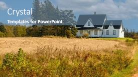  Presentation with rural america - Presentation design enhanced with old-farmhouse-in-the-farmland background and a teal colored foreground