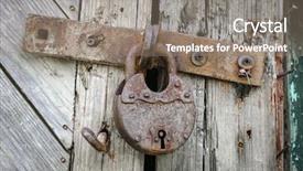  Presentation with security door lock - Cool new slides with old farmhouse true village backdrop and a gray colored foreground