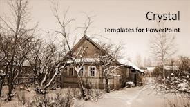  Presentation with heavy fire in an old - Presentation theme having old farmhouse background and a lemonade colored foreground