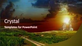  Presentation with green hills - Amazing presentation theme having mauna loa - pacific ocean kilauea volcano backdrop and a gray colored foreground