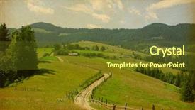  Presentation with rural road - Theme enhanced with glasses of apple juice on windowsill background and a coral colored foreground