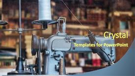  Presentation with sewing machine - Theme having old-fashined sewing machine background and a tawny brown colored foreground