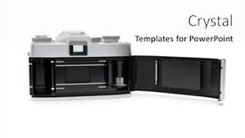  Presentation with old film - PPT theme with old-fashioned-35mm-film-camera background and a white colored foreground