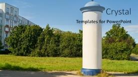  Presentation with residential - Slides consisting of old-fashioned-advertising-pillar background and a light blue colored foreground