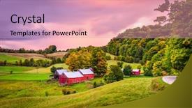  Presentation with old farm - PPT theme featuring old fashioned america - reading vermont usa rural farm background and a coral colored foreground