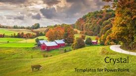  Presentation with old farm - Audience pleasing PPT theme consisting of old fashioned america - reading vermont usa rural farm backdrop and a gold colored foreground