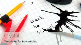 Presentation with ink - PPT layouts consisting of old fashioned back to school with ink pot and pencil background and a sky blue colored foreground