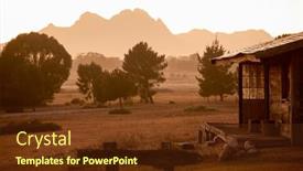  Presentation with cabin - Slide deck with old-fashioned-cabin-in-countryside background and a tawny brown colored foreground