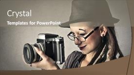  Presentation with old fashioned - Presentation theme consisting of old-fashioned-camera background and a gray colored foreground